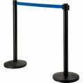 Global Equipment GEC&#153; Retractable Belt Barrier, 40" Black Post, 10' Blue Belt GLOBAL-QM550B-BL100